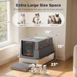 FURTIME Stainless Steel Large Enclosed Cat Litter Box