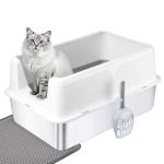 Large Stainless Steel Cat Litter Box with Scoop