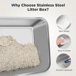 FURTIME Stainless Steel Large Enclosed Cat Litter Box