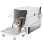 Extra Large Stainless Steel Enclosed Cat Litter Box