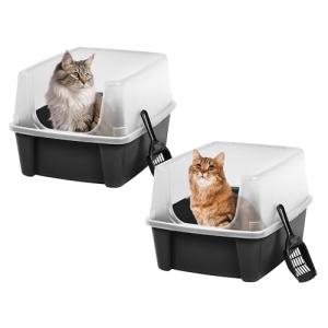 IRIS USA Large Open Top Cat Litter Box Set