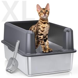 XL Stainless Steel Enclosed Cat Litter Box