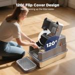 FURTIME Stainless Steel Large Enclosed Cat Litter Box