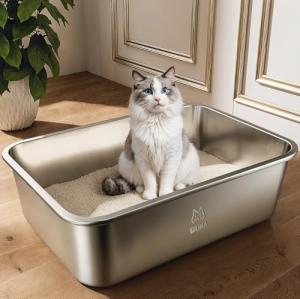 Stainless Steel Cat Litter Box, Easy Clean