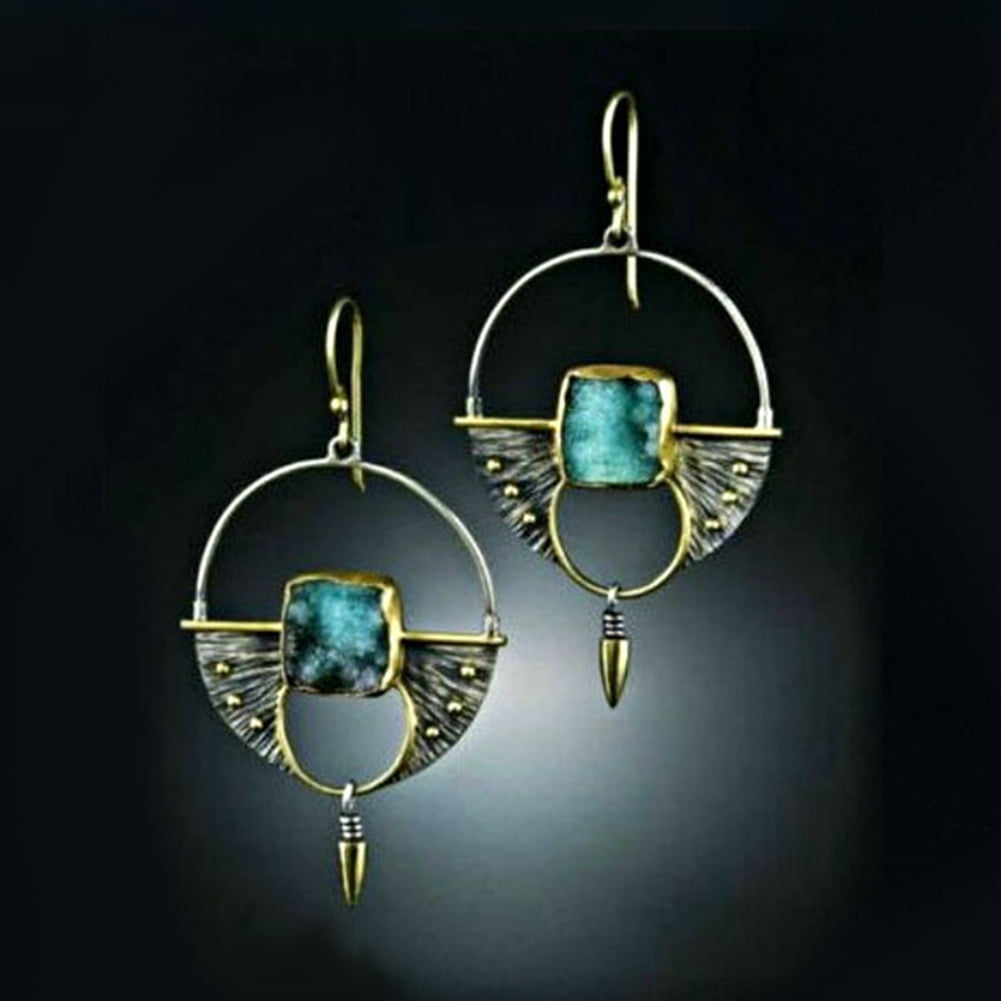 Opolski Vintage Faux Moonstone Round Dangle Earrings