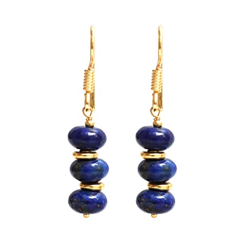 Lapis Lazuli Gold Plated Dangle Earrings for Women
