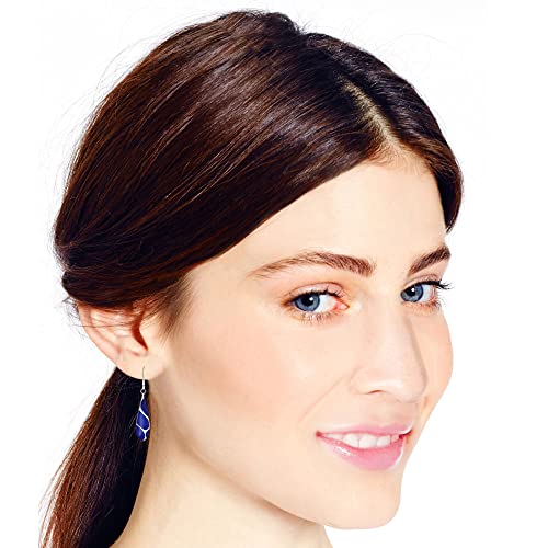 AeraVida Vintage Lapis Teardrop Birthstone Earrings Silver