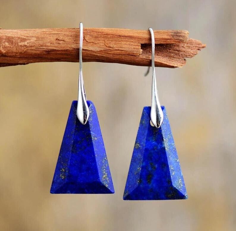 Lapis Lazuli Dangle Earrings for Women - Natural Stone