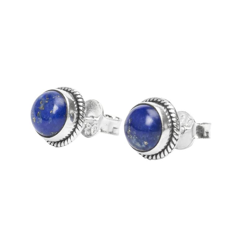 925 Sterling Silver Lapis Lazuli Stud Earrings