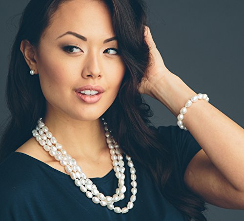 HinsonGayle White Baroque Freshwater Pearl Bracelet- 7.5