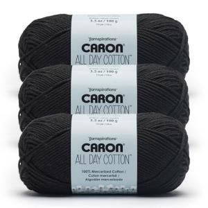 Caron All Day Cotton Yarn 3 Pack - Black