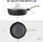 CAROTE 10-Inch Nonstick Jumbo Frying Pan with Lid