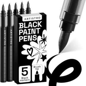 ARTISTRO 5 Black Acrylic Paint Pens Set