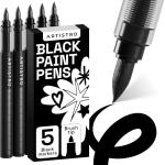 ARTISTRO 5 Black Acrylic Paint Pens Set