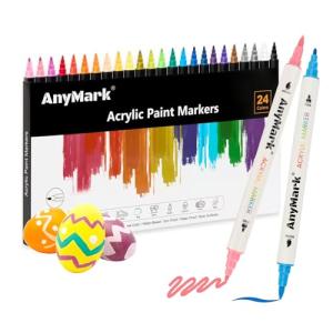 24-Color Dual Tip Acrylic Paint Markers Set