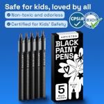 ARTISTRO 5 Black Acrylic Paint Pens Set