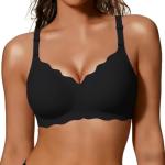 COCOMARTS Women’s Scalloped Wireless Jelly Bra Black