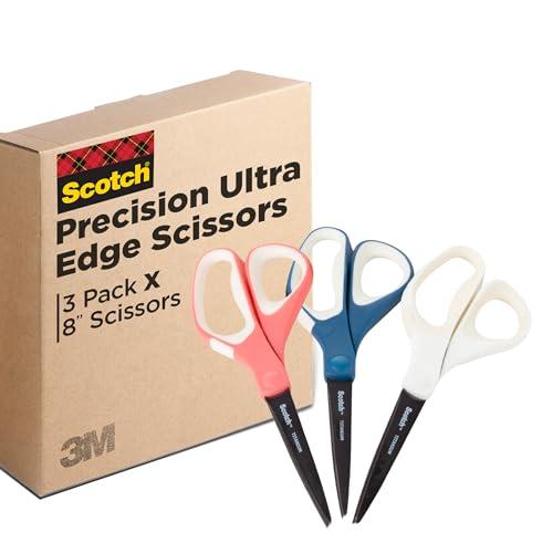 Scotch Precision Ultra Edge Scissors, 8 Inch, 3-Pack