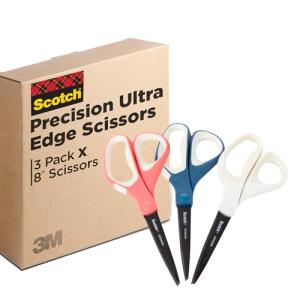 Scotch Precision Ultra Edge Scissors, 8 Inch, 3-Pack