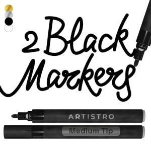 ARTISTRO Black Acrylic Paint Markers - 3mm Tips