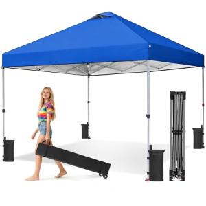 OLIXIS 10x10ft Pop Up Canopy Tent - Portable Blue