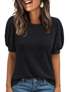 AUTOMET Women's Trendy Summer Short Sleeve Blouse