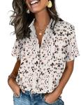 Zeagoo Women's Short Sleeve Button Down Blouse