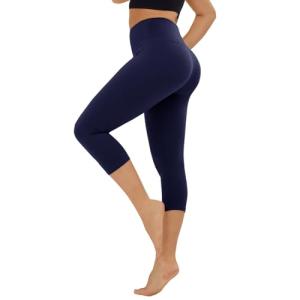 High Waisted Yoga Leggings with Pockets - Navy