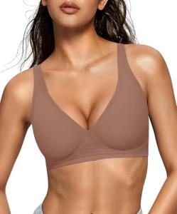 OEAK Women's Comfortable Wireless Deep V Bra