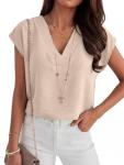 ANRABESS Women's Cap Sleeve Casual V Neck Tops