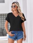 Zeagoo Women's Short Sleeve V Neck Summer Top
