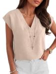 ANRABESS Women's Cap Sleeve Casual V Neck Tops