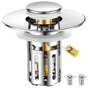 Universal Metal Sink Stopper with Hair Catcher