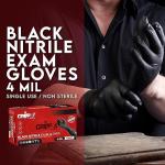 London Labs Black Disposable Nitrile Gloves, 100 Count
