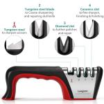 Longzon 4-in-1 Knife Sharpener with Cut-Resistant Gloves