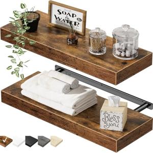 Rustic Floating Wall Shelves for Bathroom Decor