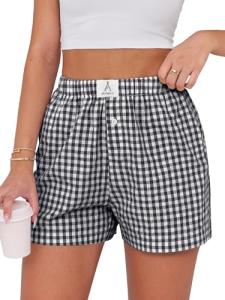 ANRABESS Women’s Gingham Boxer Shorts - Summer Vibes