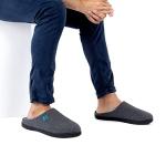 RockDove Men's Memory Foam Slippers, Dark Grey/Blue
