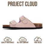 Genuine Leather Flat Sandals with Cork Footbed