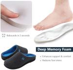 RockDove Men's Memory Foam Slippers, Dark Grey/Blue