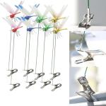 8-Pack 3D Dragonfly Clips for Garden Decor
