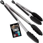 Gorilla Grip Stainless Steel Heat-Resistant Cooking Tongs