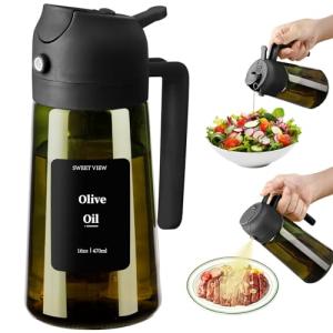 Olive Oil Dispenser and Sprayer – 16oz Glass