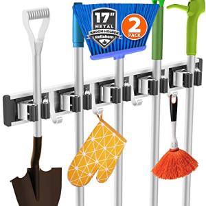 2 Pack Wall Mounted Broom and Tool Organizer