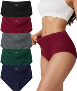 Vevmon Women's High Waisted Cotton Briefs 5 Pack