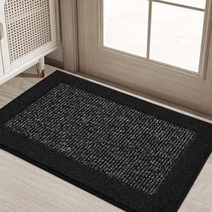 BEQHAUSE Non-Slip Indoor Door Mat, Washable Black