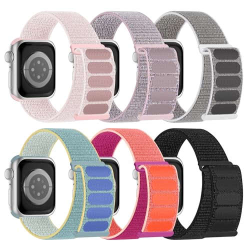 6 Pack Sport Nylon Loop Bands for Apple Watch
