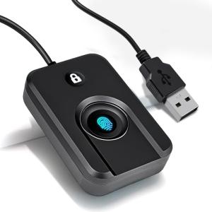 JIAN BOLAND USB Fingerprint Reader for Windows10/11, Windows Hello Fingerprint Reader One-Click Lock Screen,Auto Driver Setup with 5ft Cable-Windows Password-Free Login
