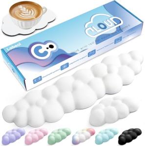 Cloud Wrist Rest for Computer Keyboard Arm Wrist Rest with Non-Slip Base Extended Rest Ergonomic Memory Foam for Keyboard and Mouse Typing Pain Relief, Office, Gaming, Computer