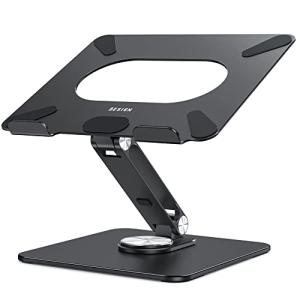 BESIGN LSX7 Laptop Stand with 360 Rotating Base, Ergonomic Adjustable Notebook Riser Holder Compatible with Air, Pro, Dell, HP, Lenovo More 10-15.6" Laptops (Black)